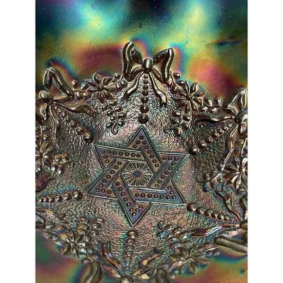 Carnival Glass Bowl Antique Northwood Amethyst Star of David - Picture 4 of 8